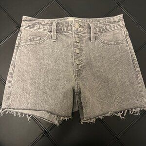 Women's hi rise midi shorts grey washed denim SZ 0